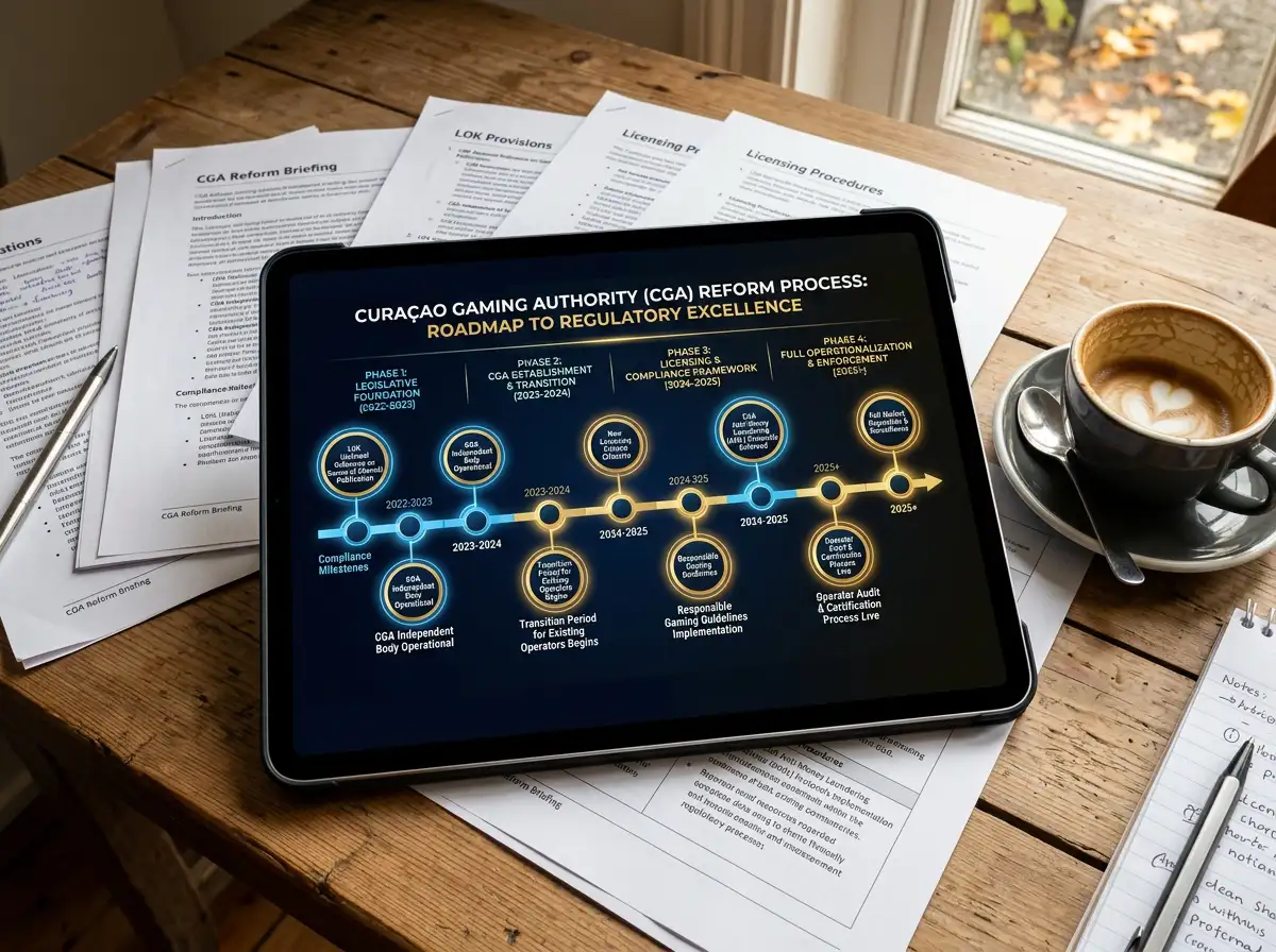 Curaçao Gaming Authority reform timeline showing new compliance requirements