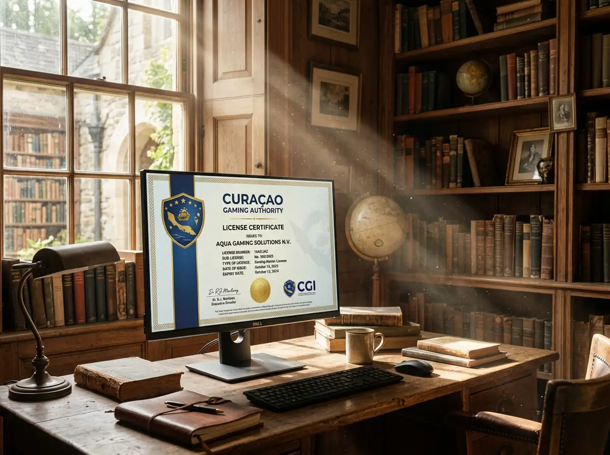 Curaçao gaming authority licence certificate displayed by online casino