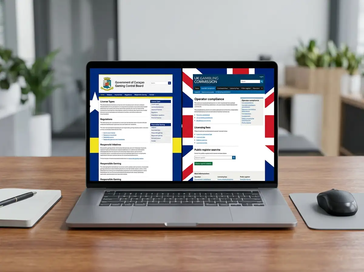 Side-by-side comparison of Curaçao and UKGC gambling licence frameworks