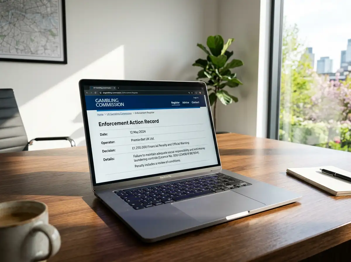 UKGC enforcement action record showing penalties against operators