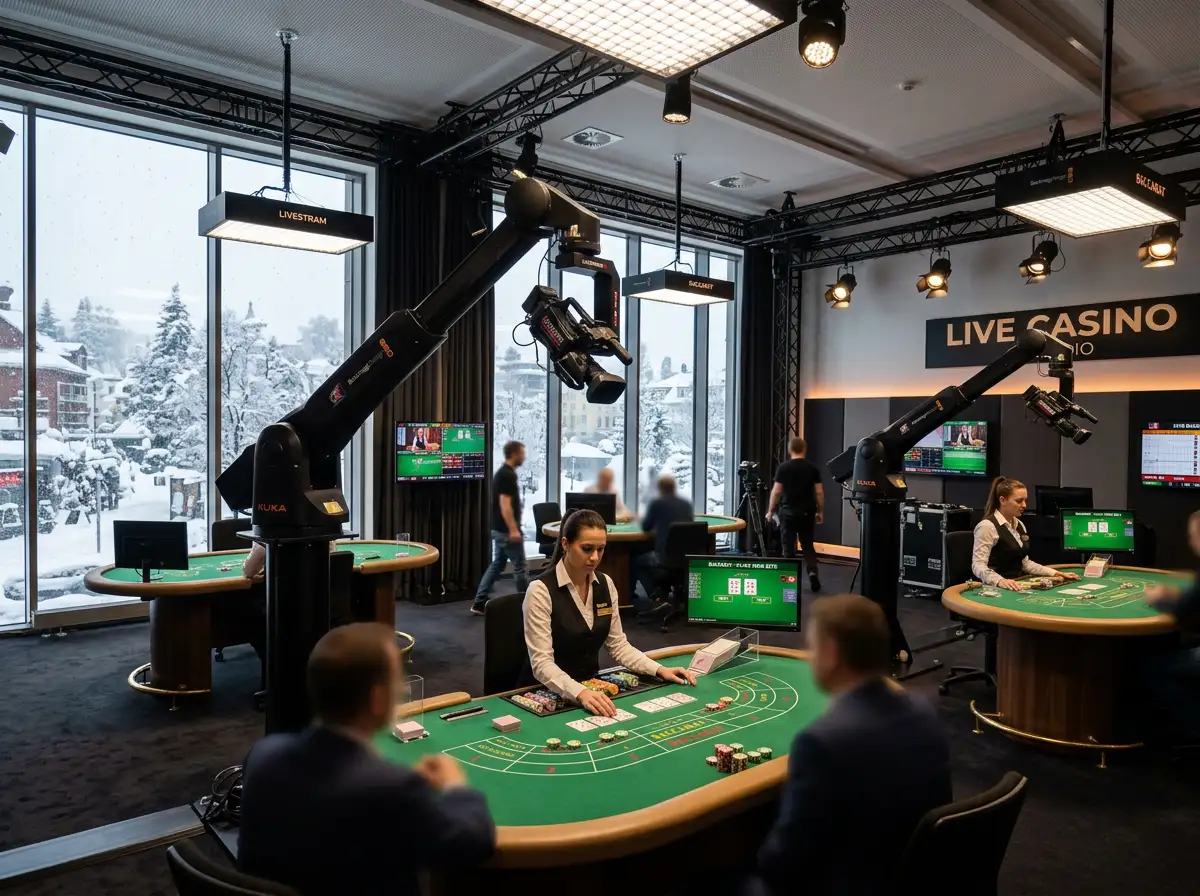 Evolution Gaming live casino studio setup with professional dealers