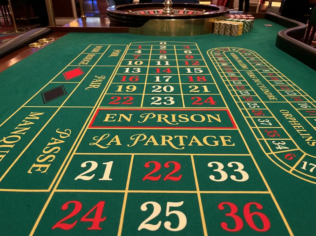 French Roulette layout showing call bets and even-money positions