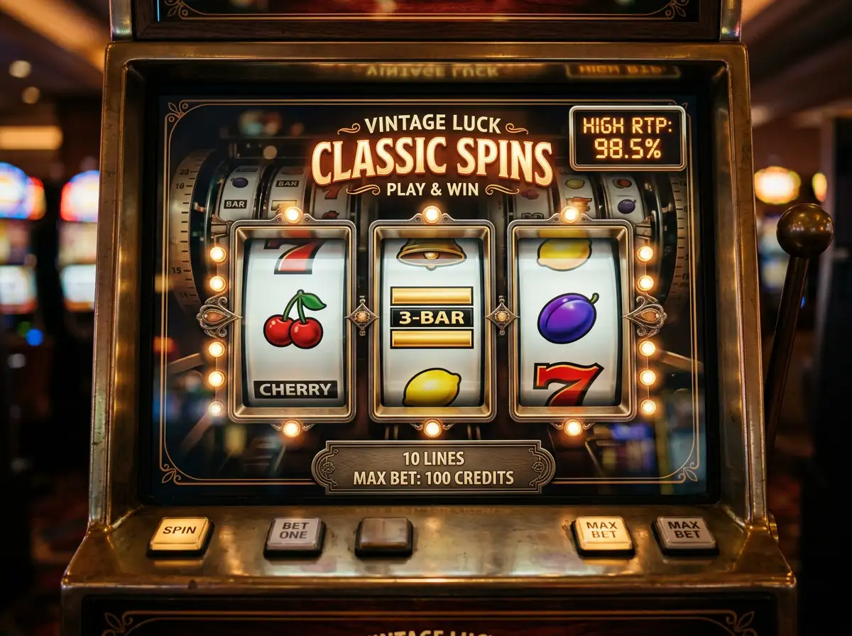 High-RTP classic slot machine interface with payout percentage shown