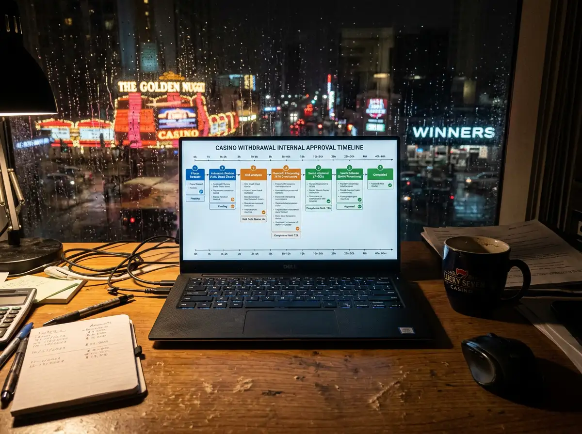 Internal approval timeline showing processing steps at online casino