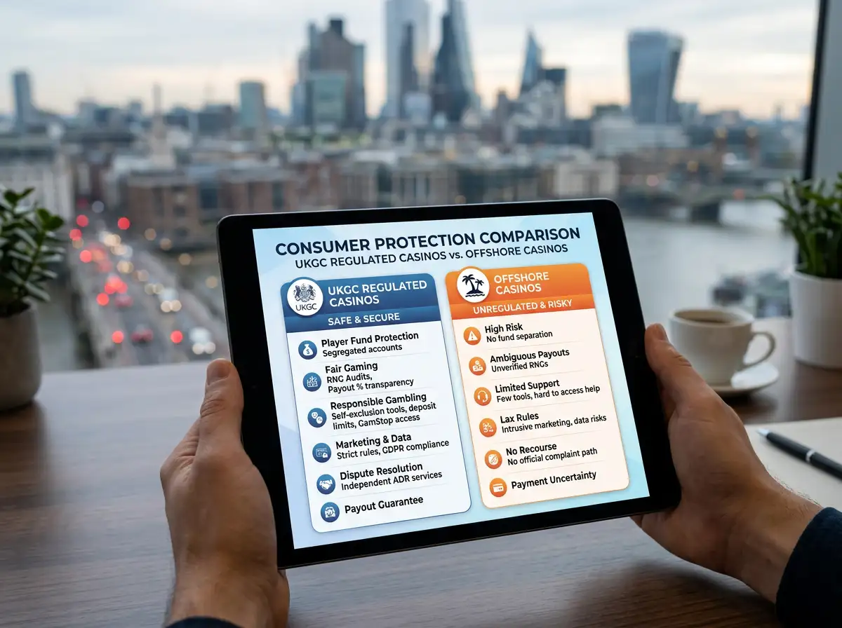 UKGC consumer protection framework compared to offshore alternatives